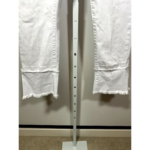 VIA RITINA Women's Tiered Frayed Hem Cropped Jeans White Size 8 - Picture 4 of 9